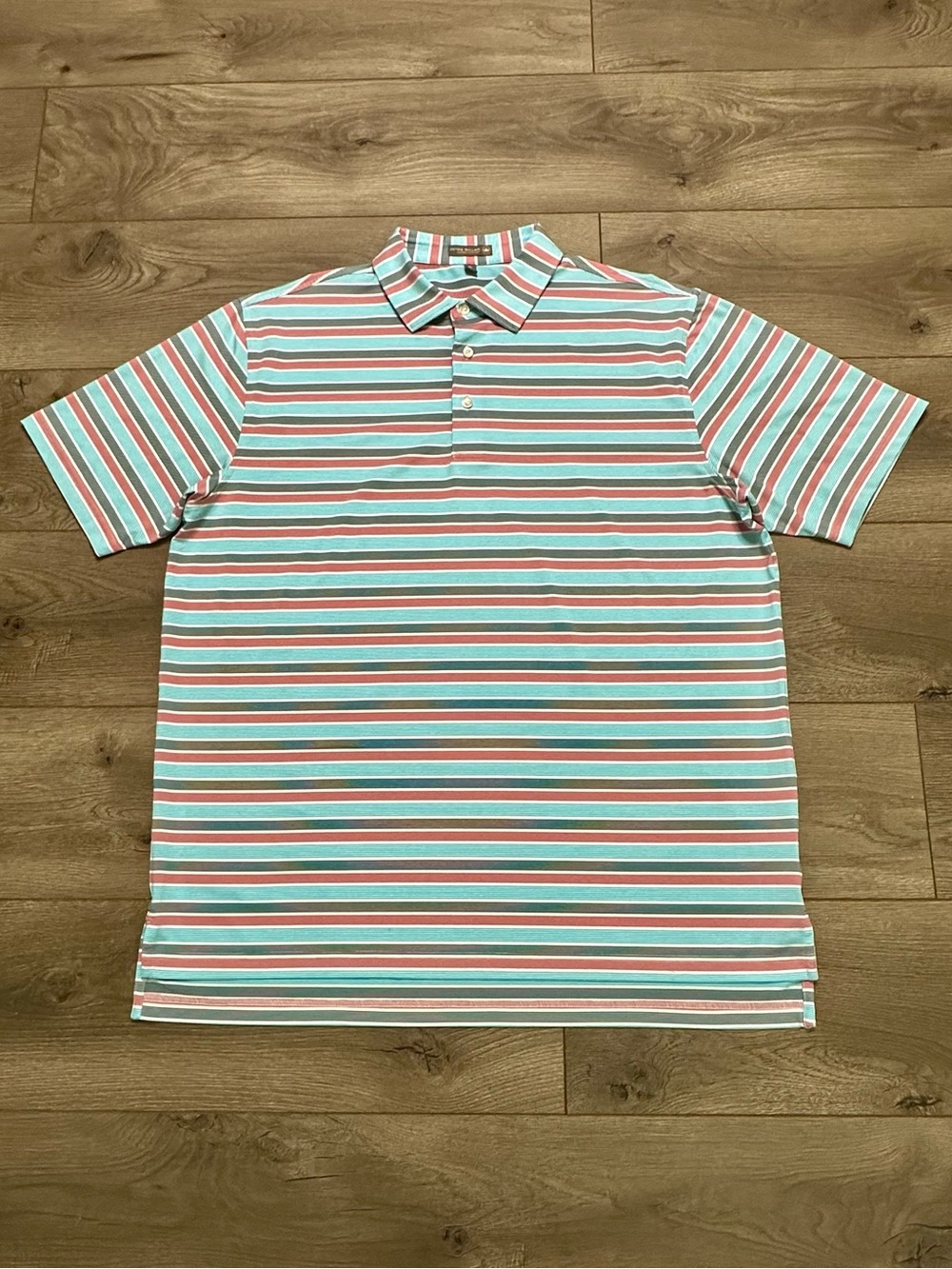 Peter Millar Summer Comfort Short Sleeve Performance Golf Polo Stripe Blue XL